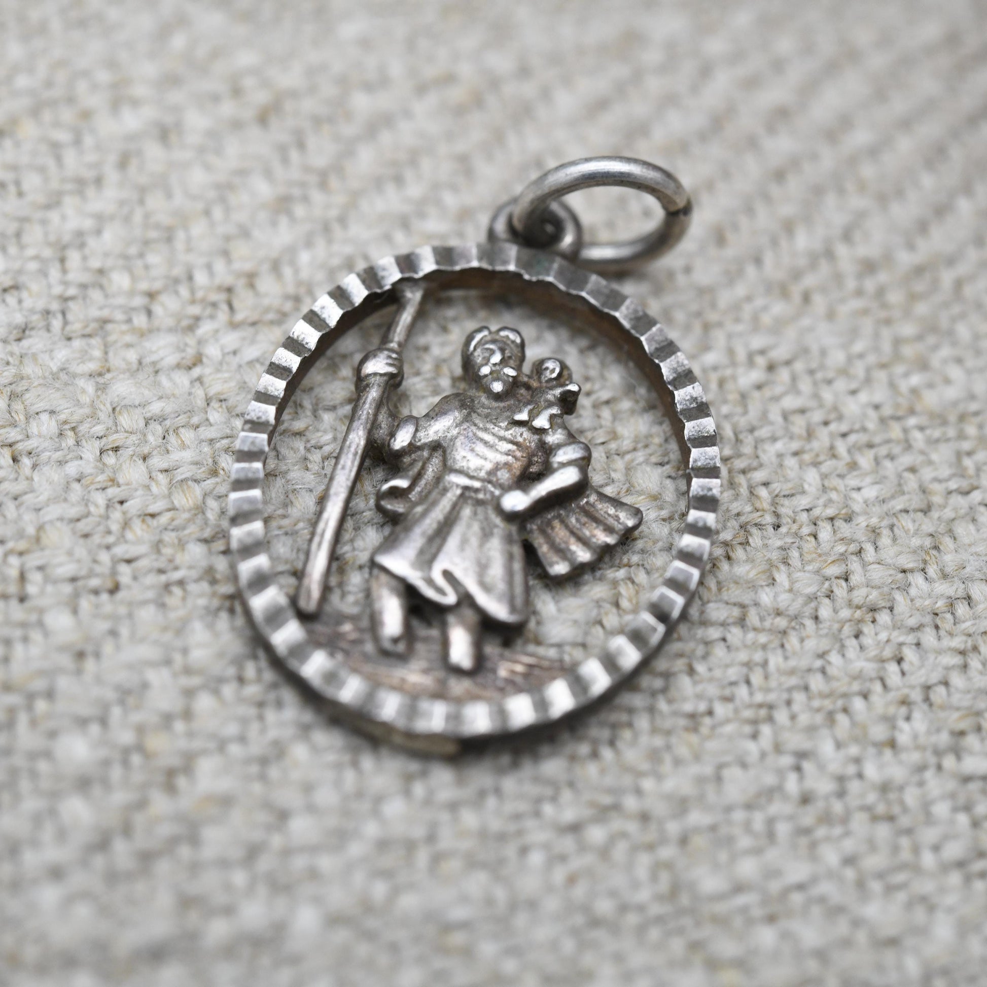 Vintage Sterling Silver St. Christopher Pendant Mid-Century - Openwork Saint of Travelling | Christian Religious Detailed Jewellery Gift