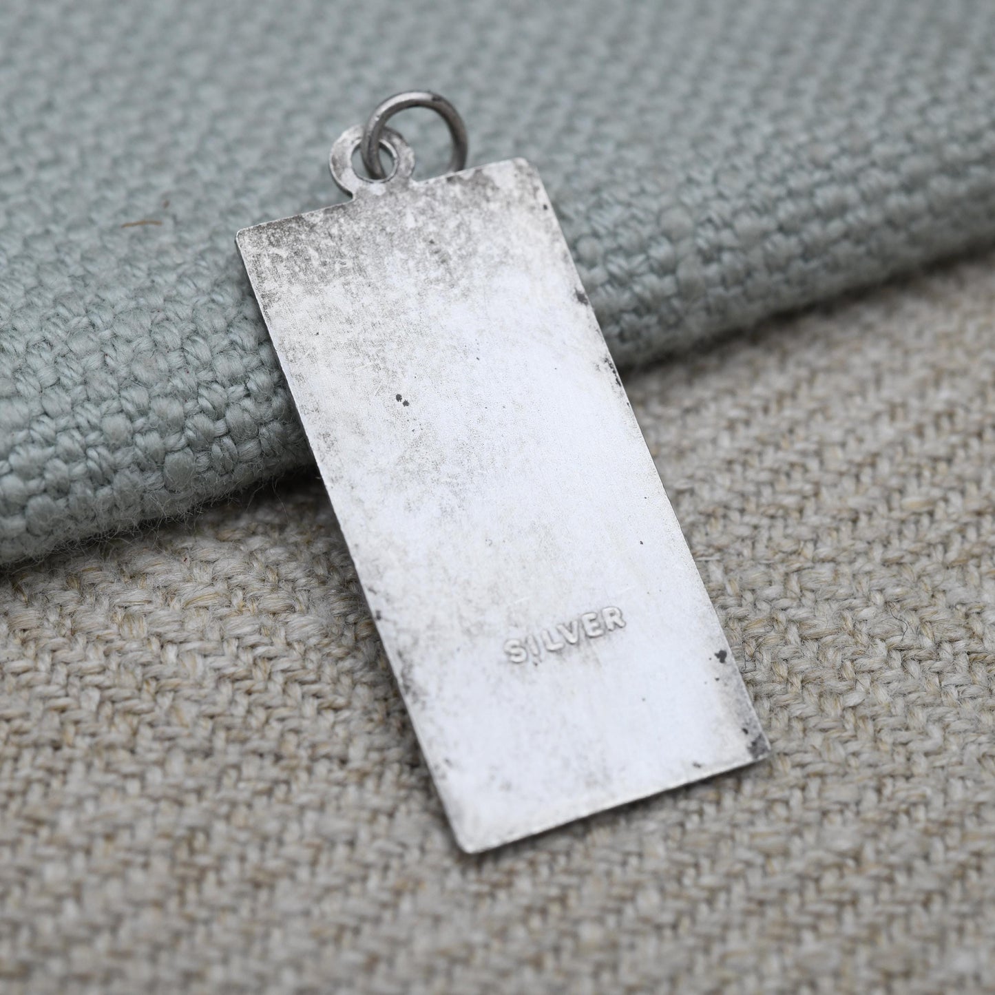 Vintage Sterling Silver St. Christopher Pendant Mid-Century - Rectangular Saint of Travelling | Christian Religious Detailed Jewellery Gift