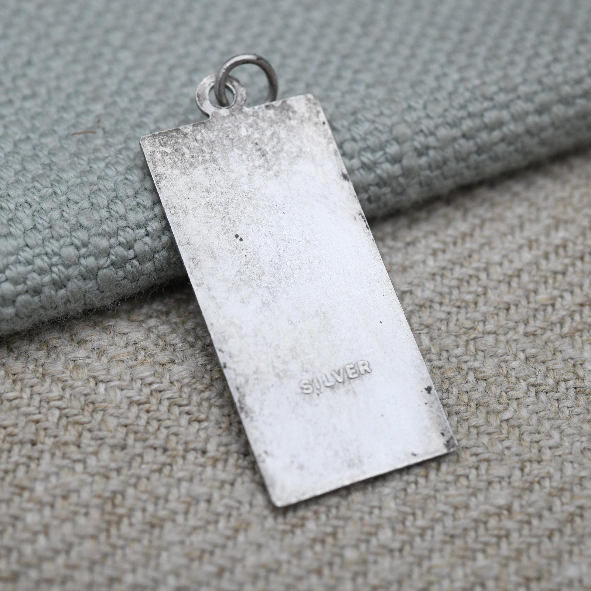 Vintage Sterling Silver St. Christopher Pendant Mid-Century - Rectangular Saint of Travelling | Christian Religious Detailed Jewellery Gift