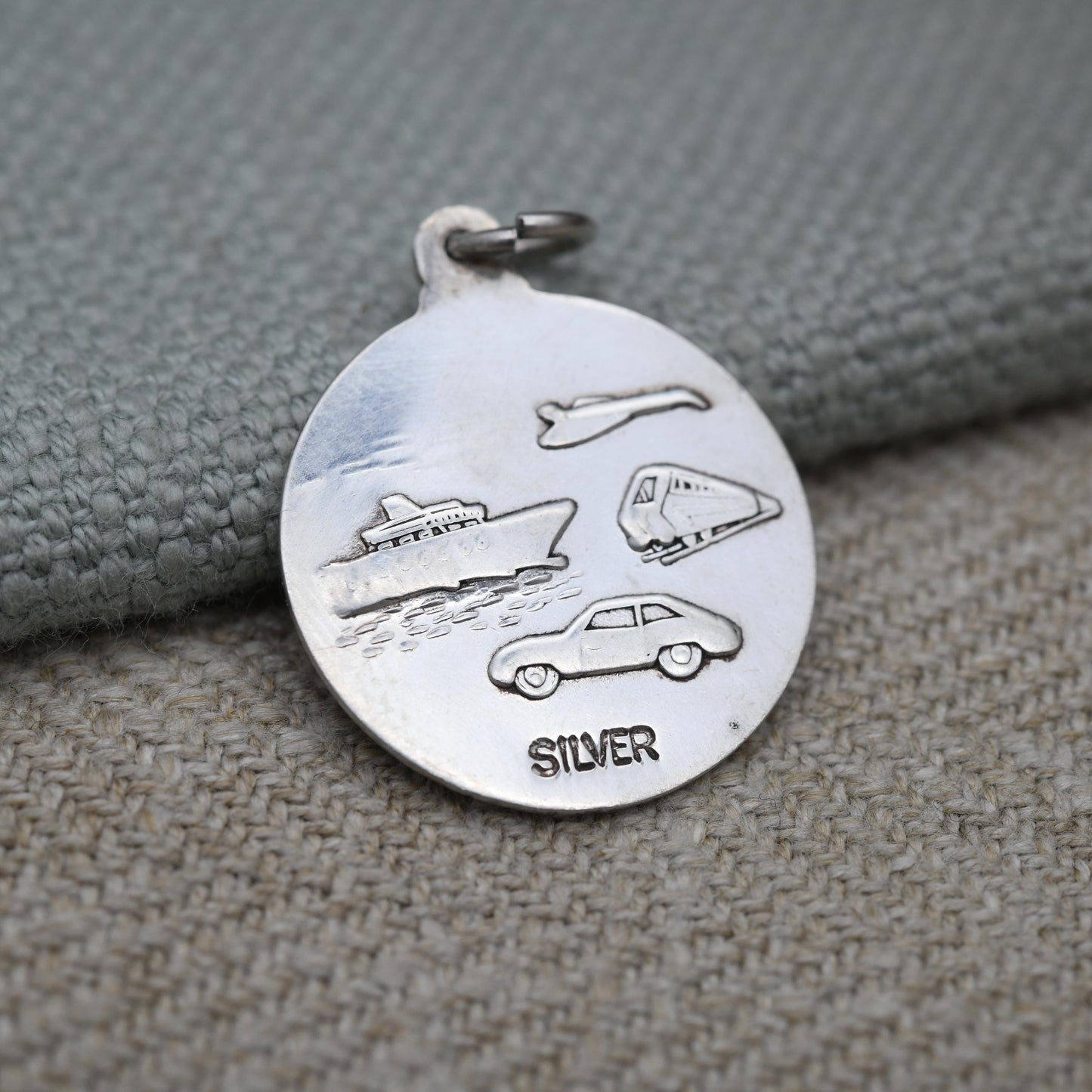 Vintage Sterling Silver St. Christopher Pendant Mid-Century - Circle | Saint of Travelling | Christian Religious Detailed Jewellery Gift