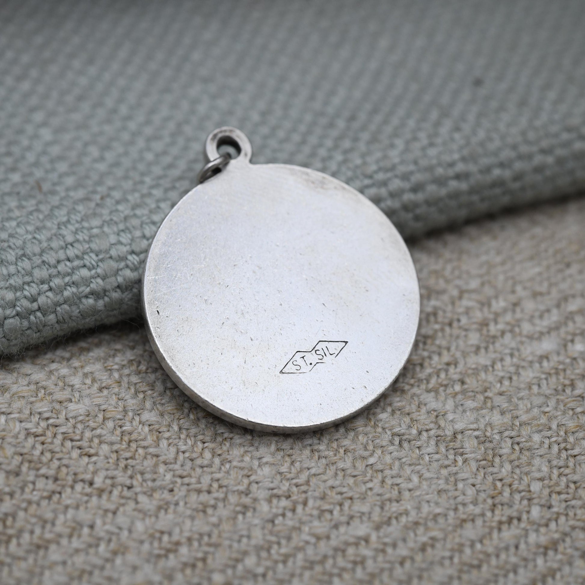 Vintage Sterling Silver St. Christopher Pendant Mid-Century - Circle | Saint of Travelling | Christian Religious | Detailed Jewellery Gift
