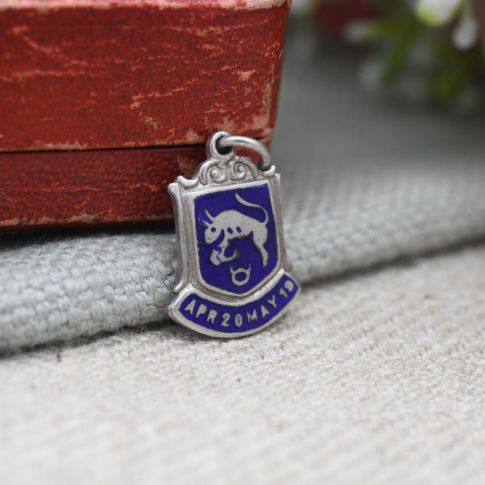 Vintage Sterling Silver Taurus Bull Charm Pendant - Astrological Zodiac Star Sign Symbol | April | May | Souvenir Gift for Charm Bracelet
