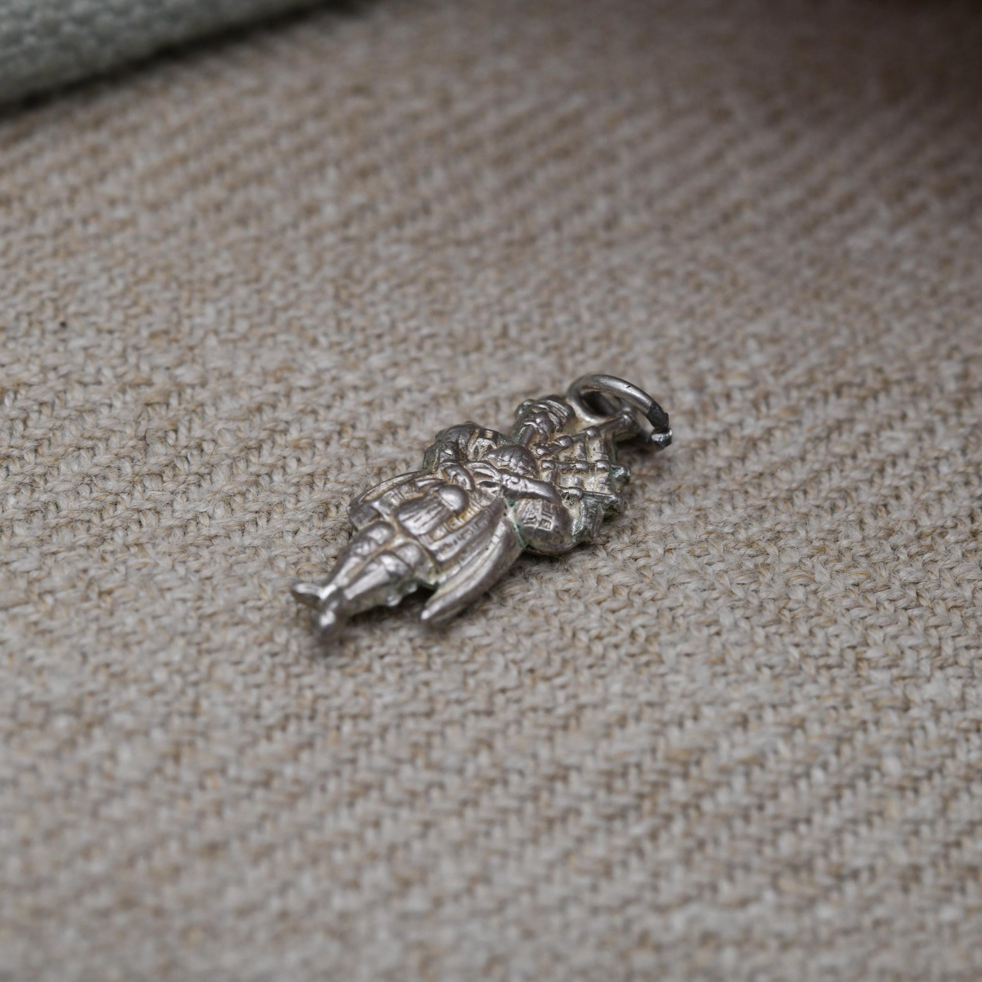 Vintage Sterling Silver Bagpiper Charm Pendant - Scotland | Great Highland Music | Patriotic Tartan | Souvenir Gift for Charm Bracelet