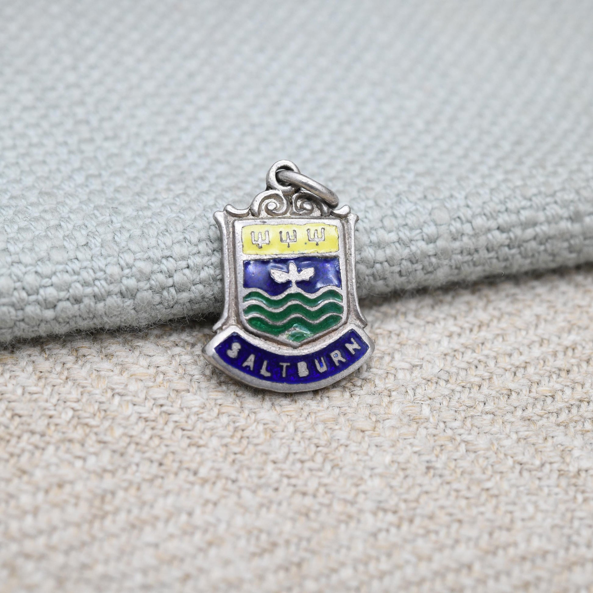 Vintage Sterling Silver Saltburn Charm Pendant - England | Yorkshire | Souvenir Gift for Charm Bracelet