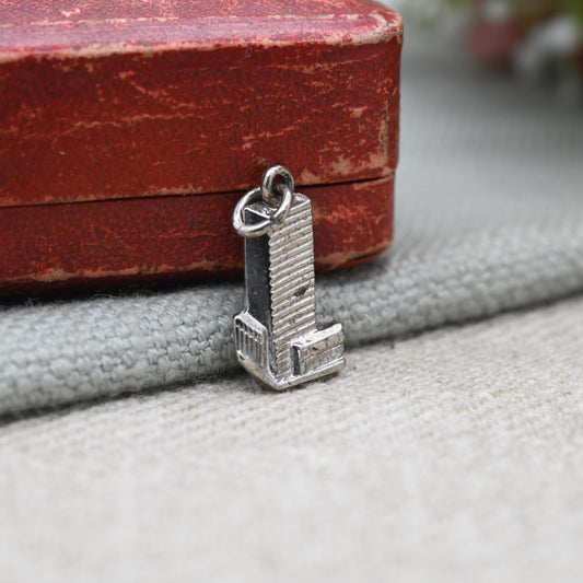 Vintage Sterling Silver United Nations Charm Pendant - UN | Politics | New York | Landmark | Souvenir Gift for Charm Bracelet