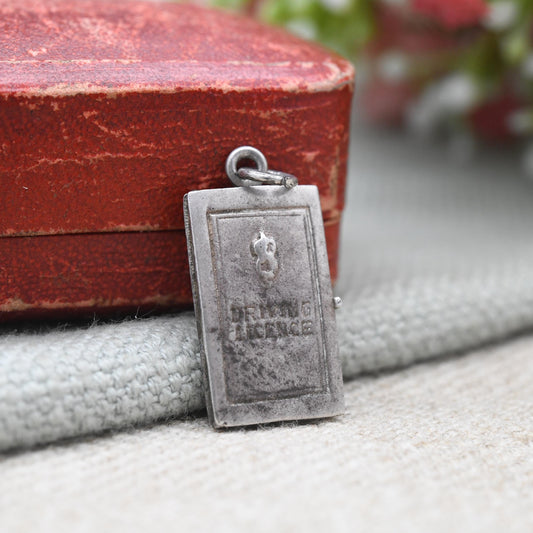Vintage Sterling Silver Opening Driving License Charm Pendant - Licence | Opening Book | Travel | Gift for Charm Bracelet Necklace Stack