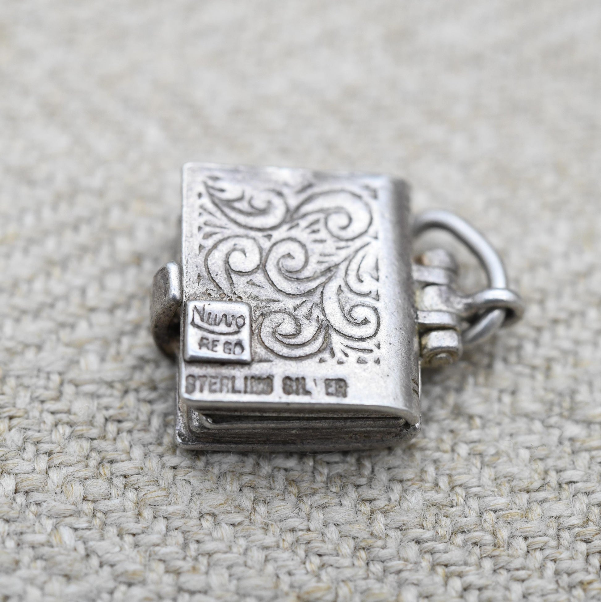 Vintage Sterling Silver Bible Opening Charm Pendant - The Lord's Prayer | Religion | Book | Gift for Charm Bracelet Necklace Stack