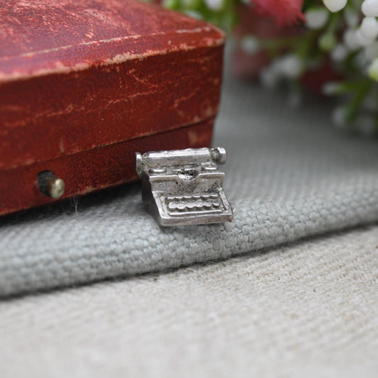 Vintage Sterling Silver Typewriter Charm Pendant - Writing | Author | Souvenir Gift for Charm Bracelet