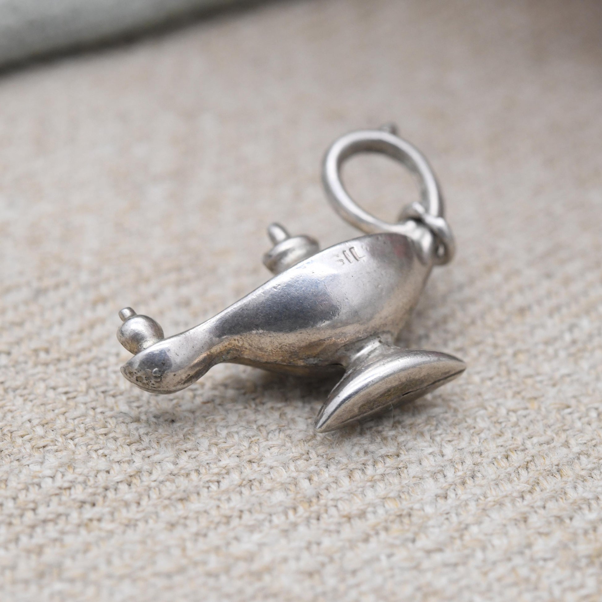 Vintage Sterling Silver Oil Lamp Charm Pendant - Genie's Lamp Charm | Gift for Charm Bracelet Necklace Stack