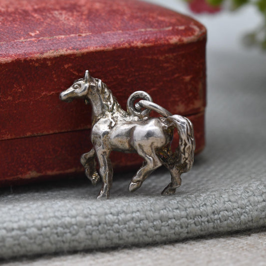 Vintage Sterling Silver Horse Charm Pendant - Novelty Detailed Animal Jewellery | Horse Girl Gift | Nature Lover Charm Bracelet Necklace