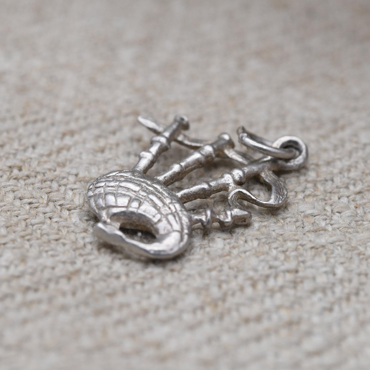 Vintage Sterling Silver Bagpipes Charm Pendant - Scotland | Great Highland Music | Patriotic Bagpipes | Souvenir Gift for Charm Bracelet