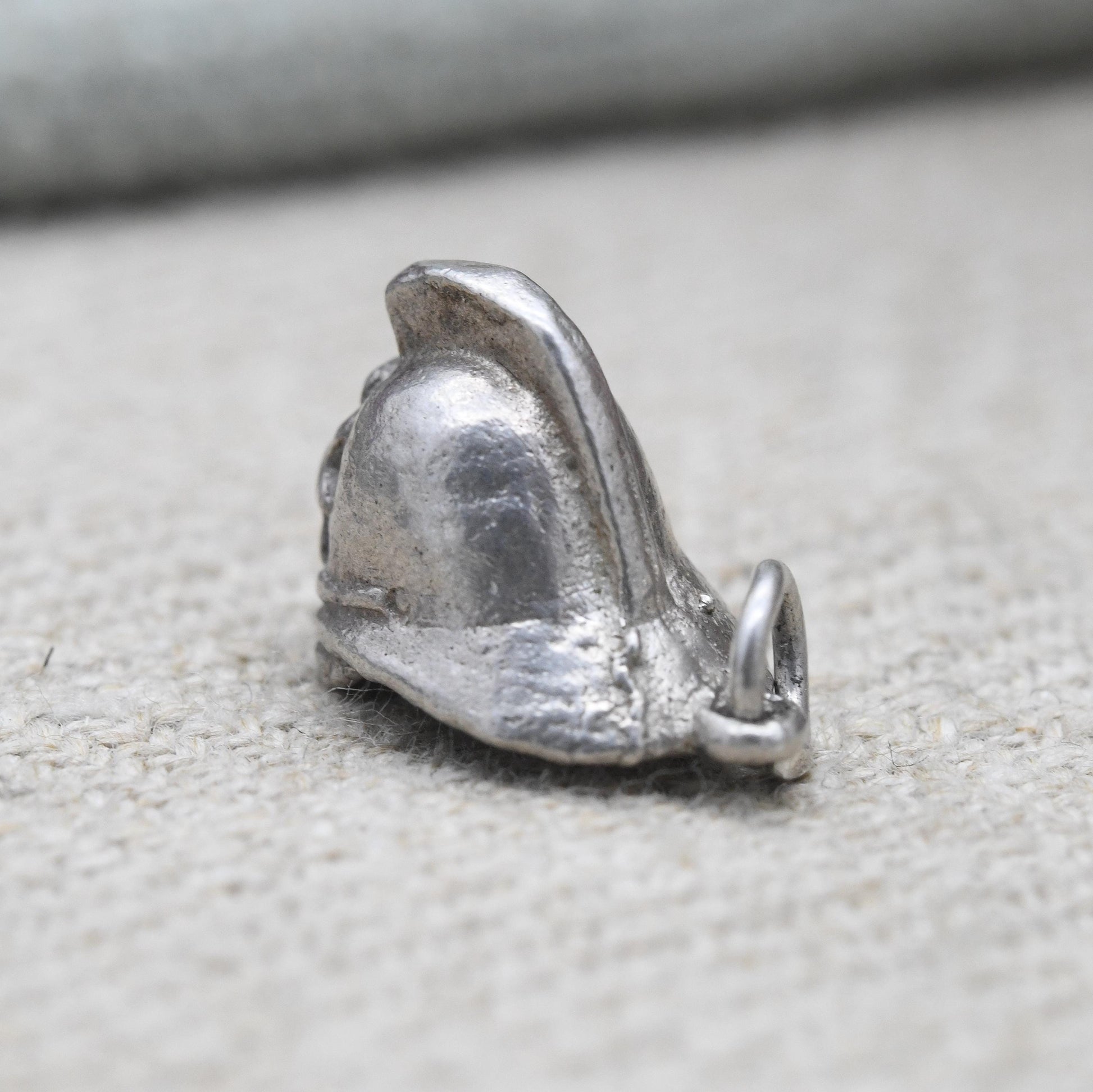 Vintage Sterling Silver Firefighters Helmet Charm Pendant - Fireman | Hat | Souvenir Gift for Charm Bracelet