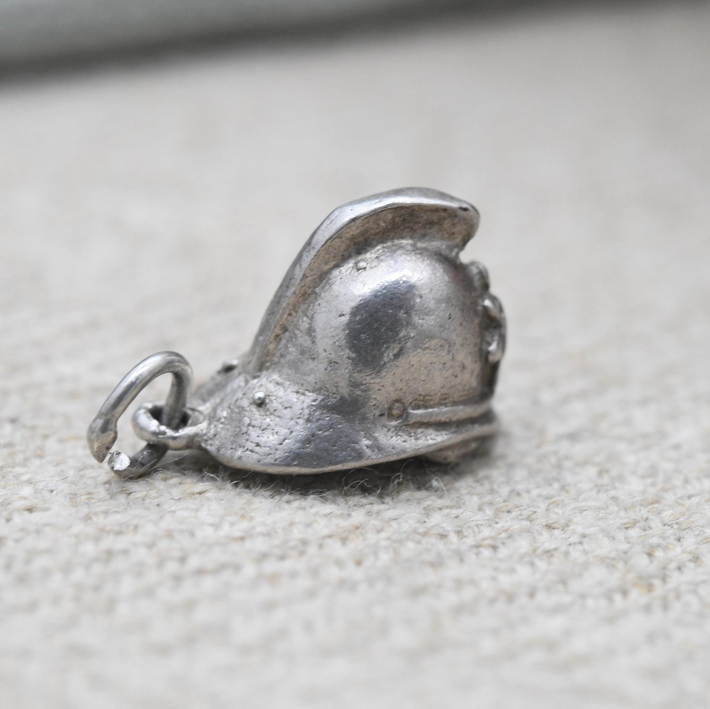 Vintage Sterling Silver Firefighters Helmet Charm Pendant - Fireman | Hat | Souvenir Gift for Charm Bracelet