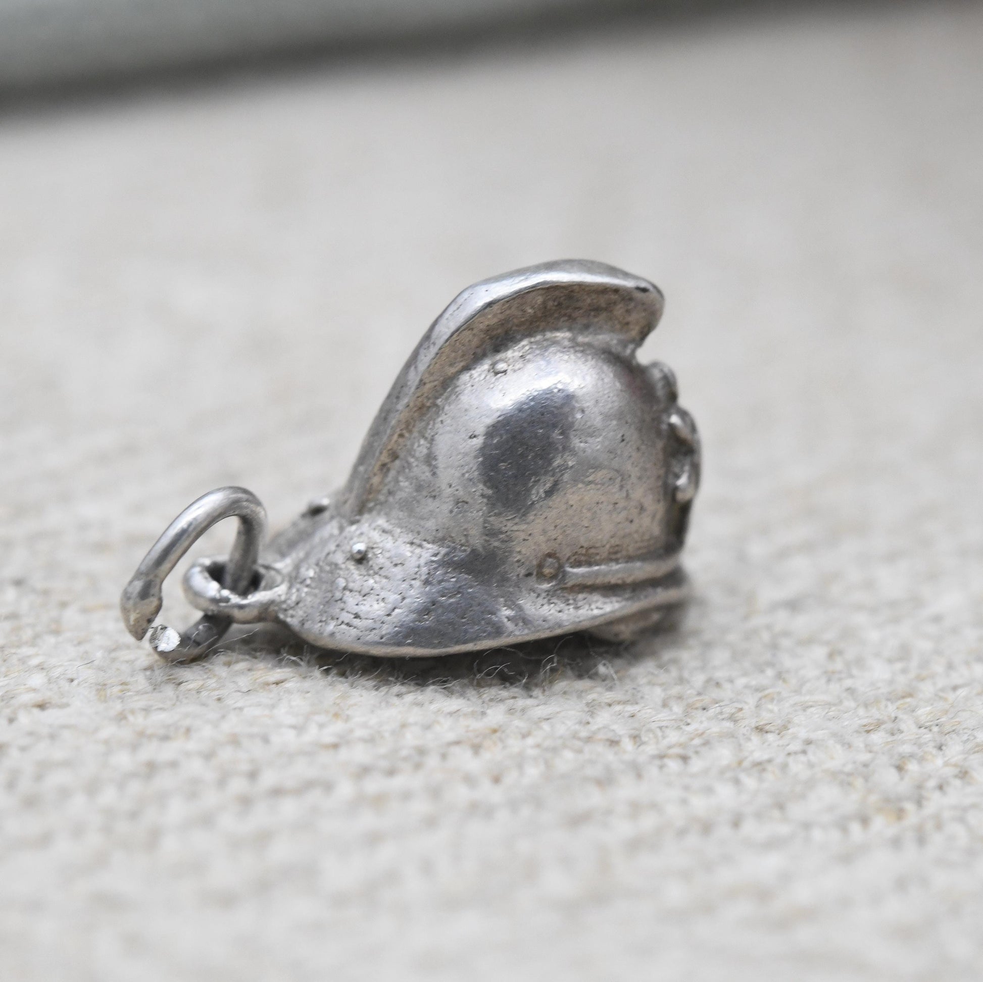 Vintage Sterling Silver Firefighters Helmet Charm Pendant - Fireman | Hat | Souvenir Gift for Charm Bracelet