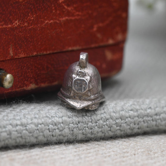 Vintage Sterling Silver Firefighters Helmet Charm Pendant - Fireman | Hat | Souvenir Gift for Charm Bracelet