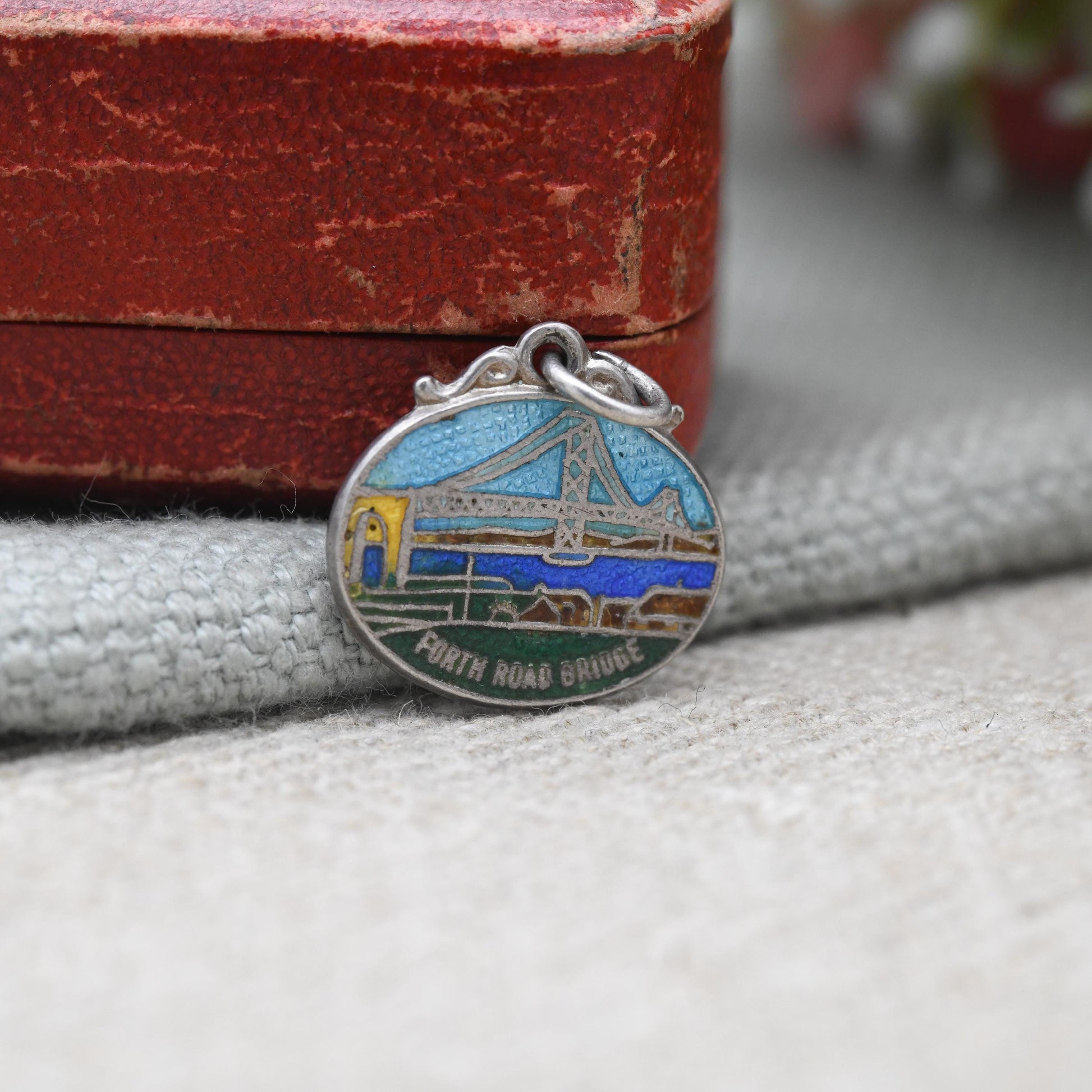 Vintage Sterling Forth Road Bridge Enamel Souvenir Charm Pendant - Scotland | Firth of Forth | Tourist | Souvenir Gift for Charm Bracelet