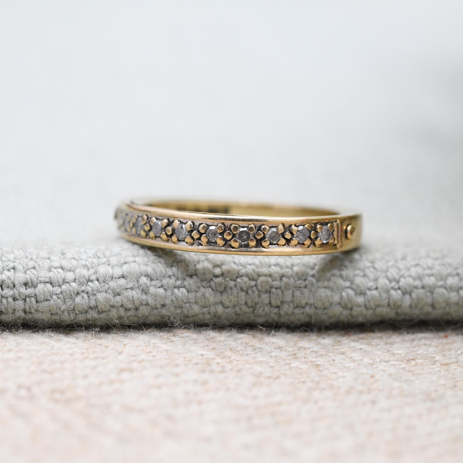 9ct Gold I Love You Ring Diamond Half Eternity Ring Secret Message 10 Points .10 Carats - Engagement Stacking Band | Size UK - M US - 6 1/4