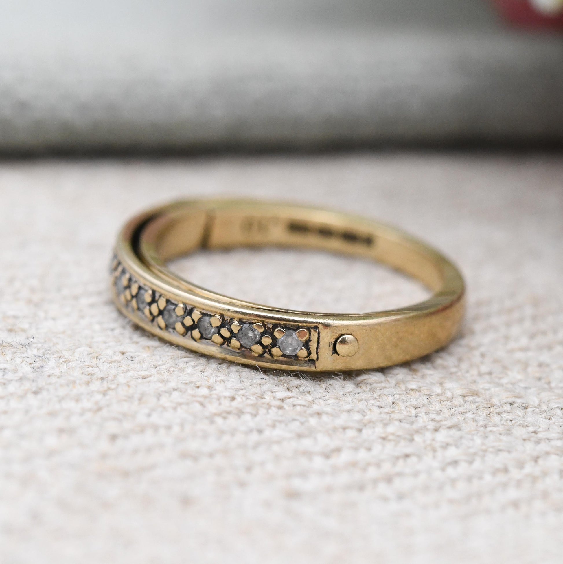9ct Gold I Love You Ring Diamond Half Eternity Ring Secret Message 10 Points .10 Carats - Engagement Stacking Band | Size UK - M US - 6 1/4