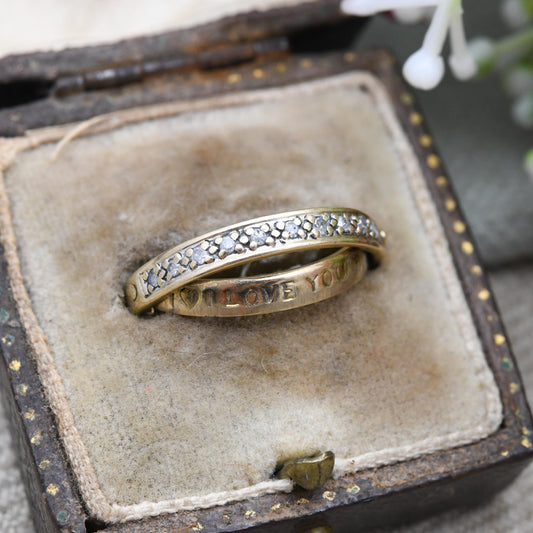 9ct Gold I Love You Ring Diamond Half Eternity Ring Secret Message 10 Points .10 Carats - Engagement Stacking Band | Size UK - M US - 6 1/4
