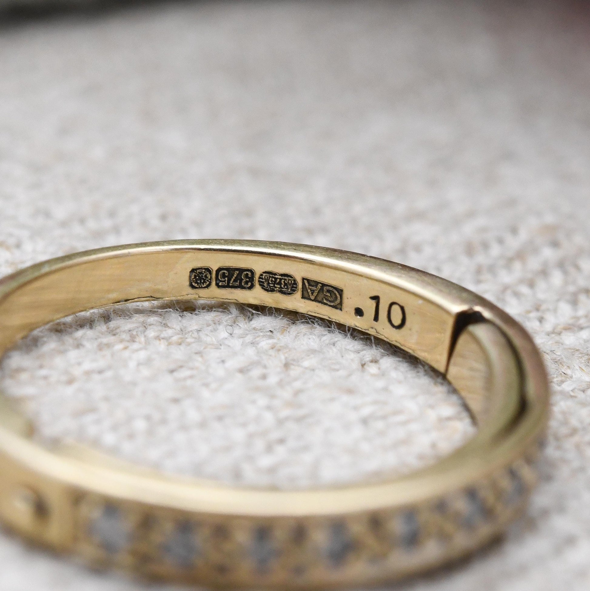 9ct Gold I Love You Ring Diamond Half Eternity Ring Secret Message 10 Points .10 Carats - Engagement Stacking Band | Size UK - M US - 6 1/4
