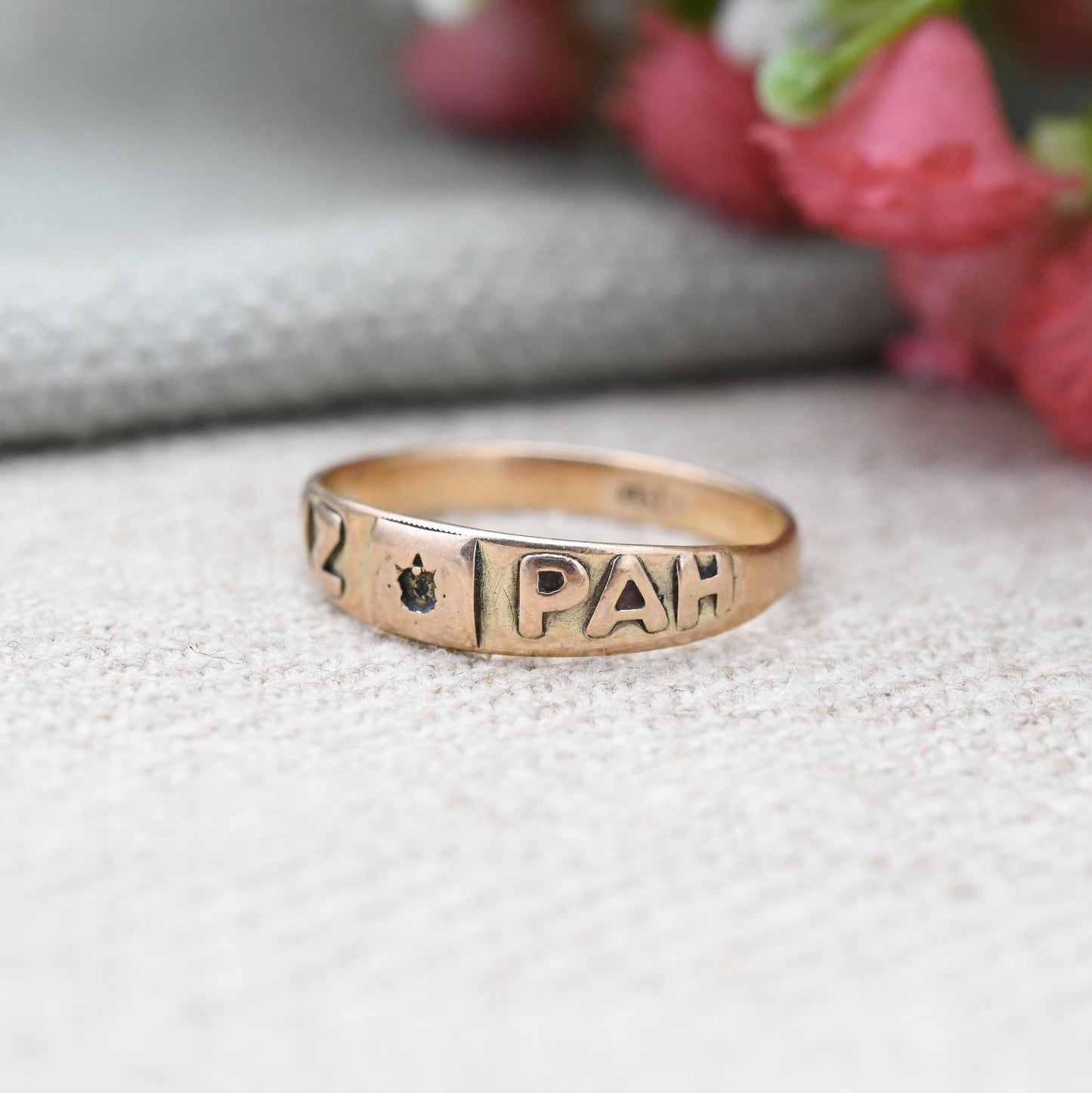 Antique Victorian 9ct Gold Mizpah Ring W&JS - for Restoration Missing a Gemstone | UK Size - L | US Size - 6