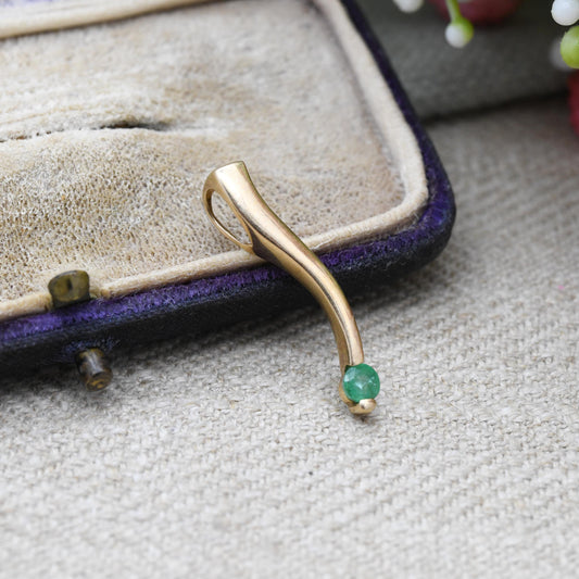 Vintage 9ct Gold Emerald Pendant - Green | Necklace Gold Jewellery Gift