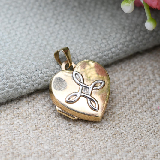 9ct Gold Diamond Heart Locket Pendant - GA | Love Heart Locket Charm Pendant | Sentimental Jewellery Gift for Her