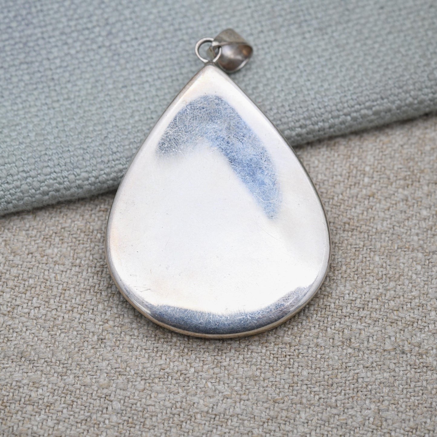 Vintage Sterling Silver Abalone Shell Pendant - Large Pretty Teardrop Shaped Jewellery | Gift for Pendant Necklace