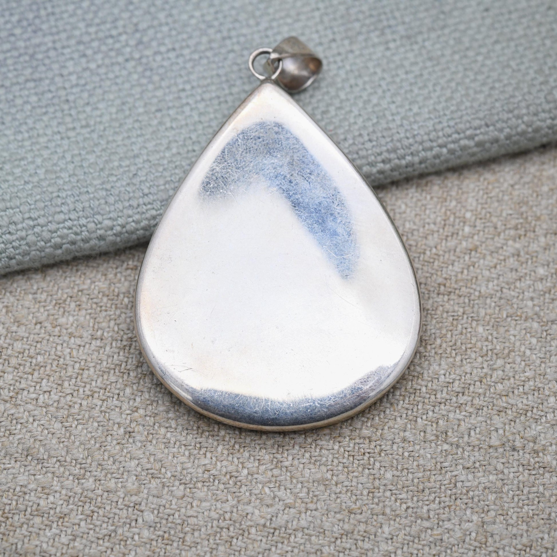 Vintage Sterling Silver Abalone Shell Pendant - Large Pretty Teardrop Shaped Jewellery | Gift for Pendant Necklace