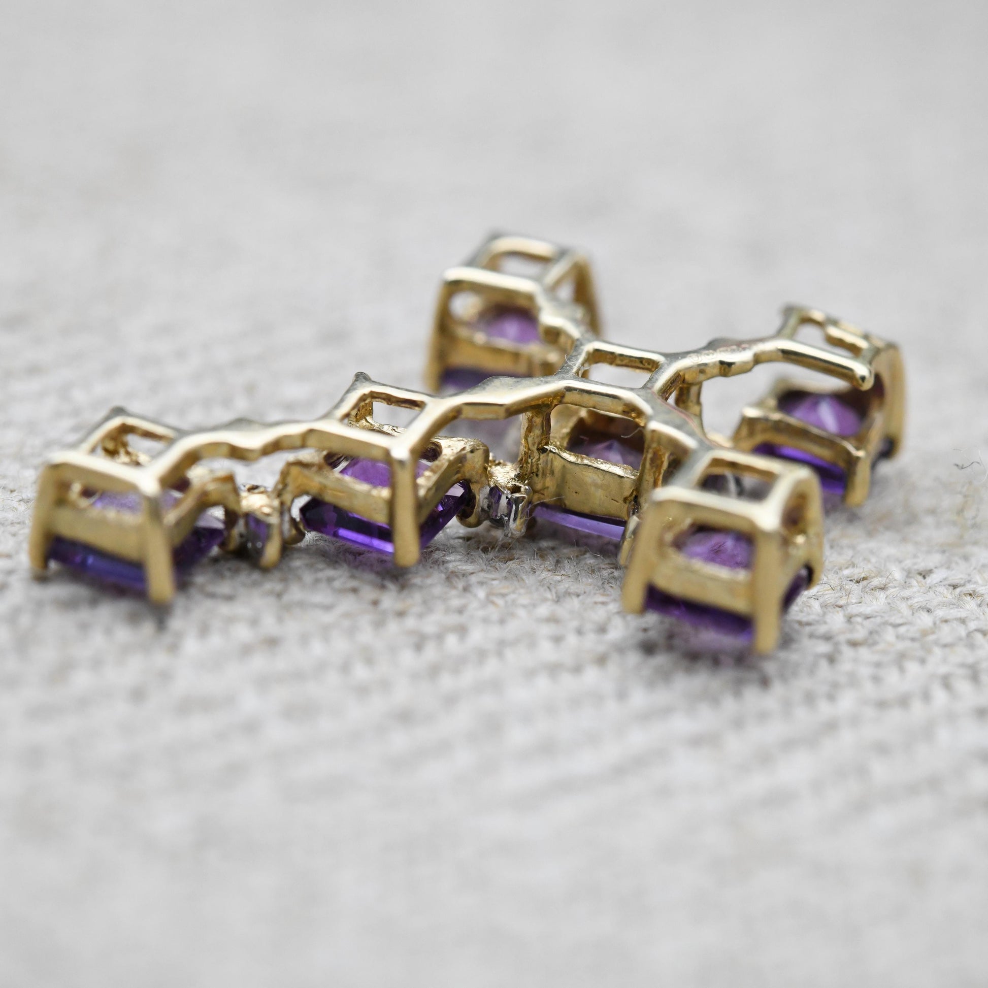 9ct Gold Amethyst and Diamond Cross Pendant - QVC | Religious Pendant | Pretty Gold Gift for Her