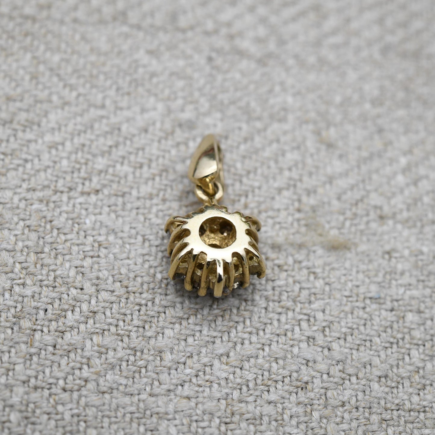 QVC 9ct Gold Diamond Cluster Pendant - Champagne and Clear Stones | Charm for Necklace Stack