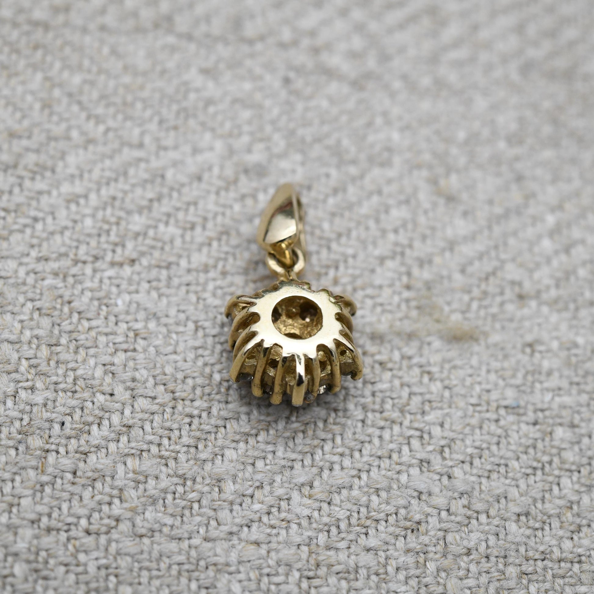 QVC 9ct Gold Diamond Cluster Pendant - Champagne and Clear Stones | Charm for Necklace Stack