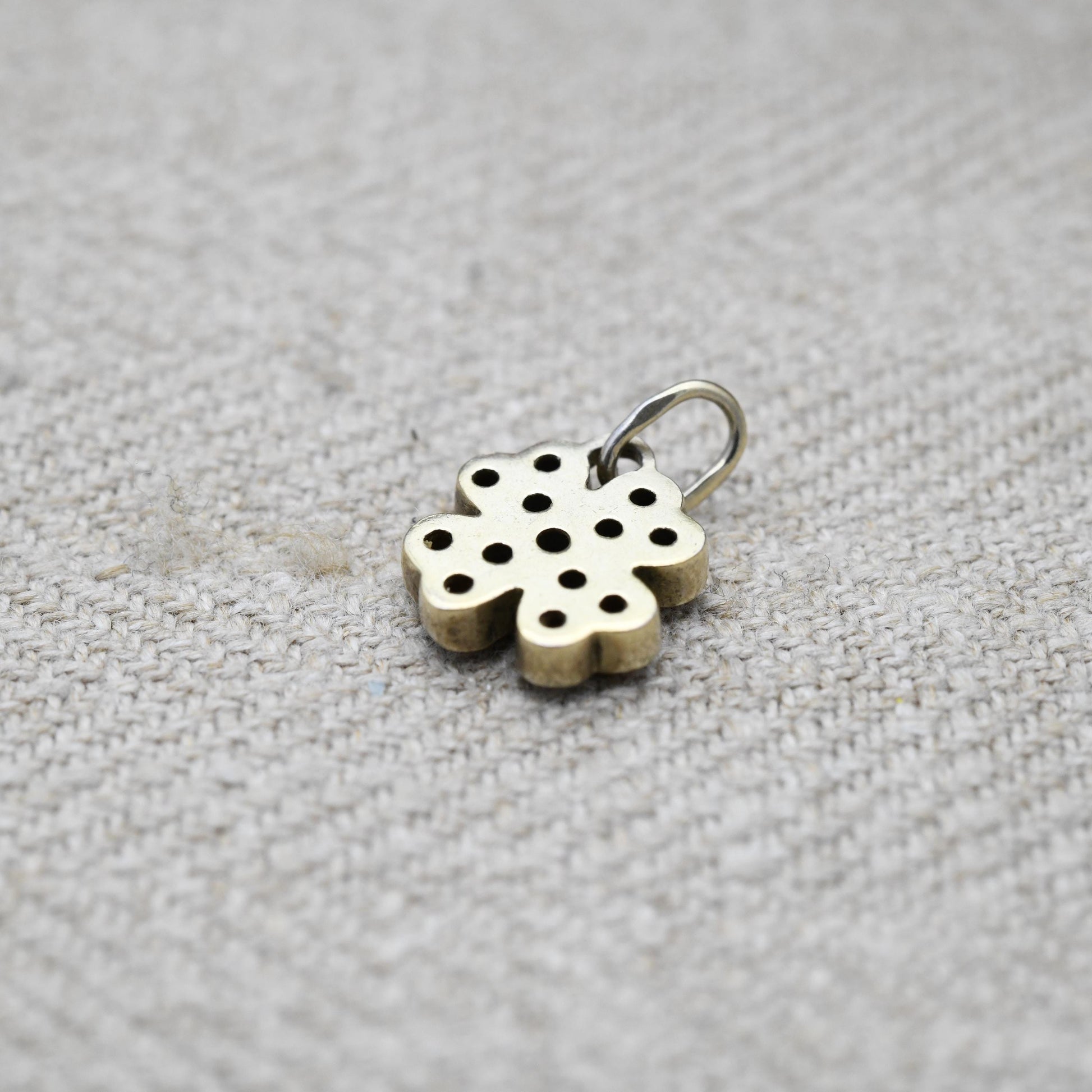 Vintage Silver Gilt Red Garnet Pendant - Miniature Shamrock Charm with Red Stone | Celtic | Irish | Gift for Pendant Charm Necklace