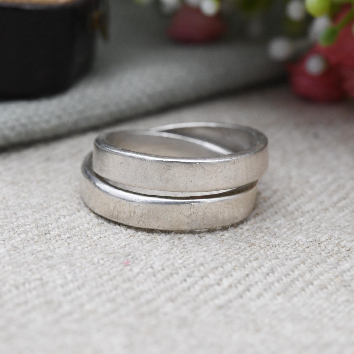 Vintage Sterling Silver Bypass Ring - Minimalist Jewellery | Bypass Style | Unisex | UK Size - R 1/2 | US Size - 8 3/4