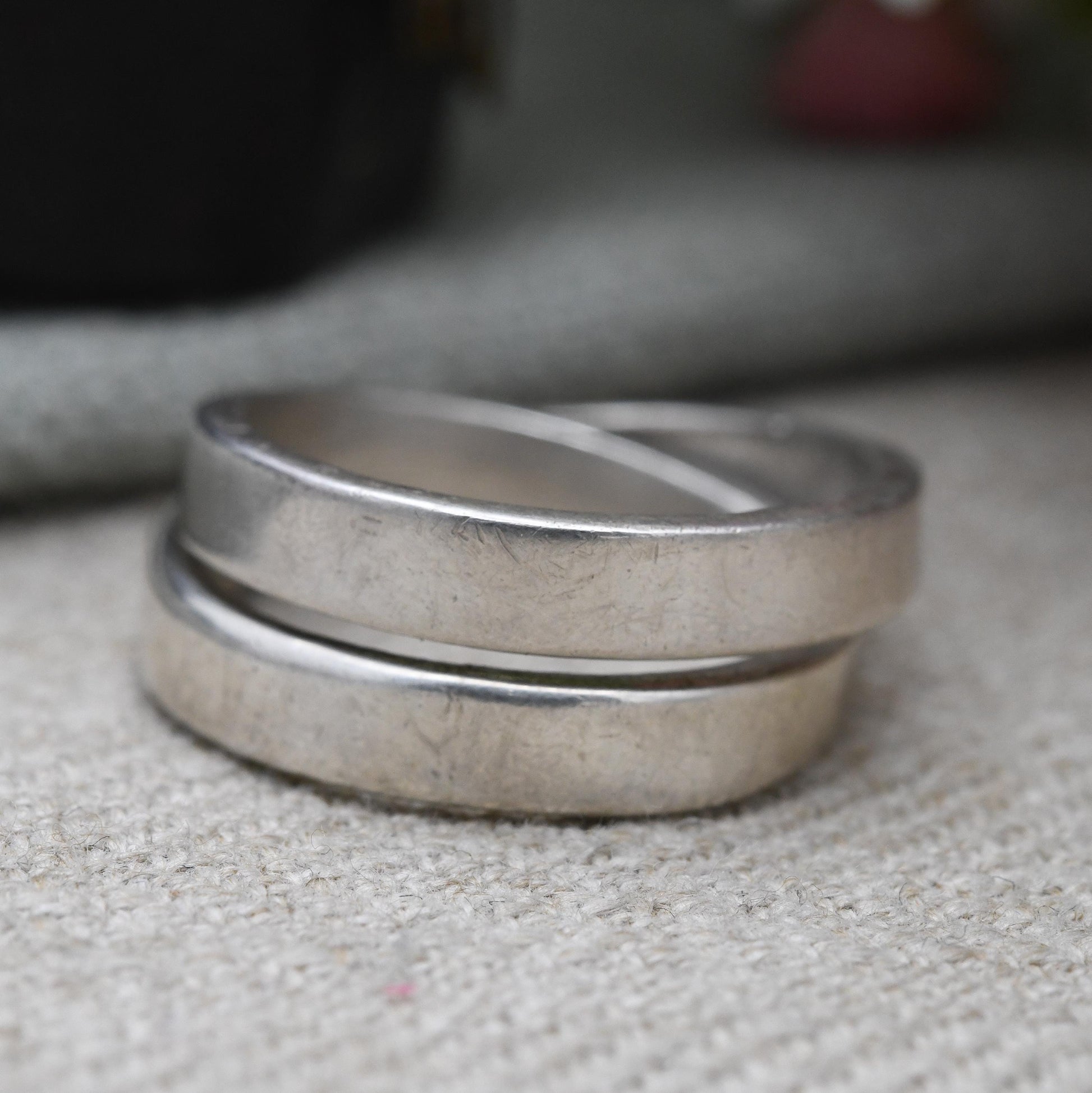Vintage Sterling Silver Bypass Ring - Minimalist Jewellery | Bypass Style | Unisex | UK Size - R 1/2 | US Size - 8 3/4