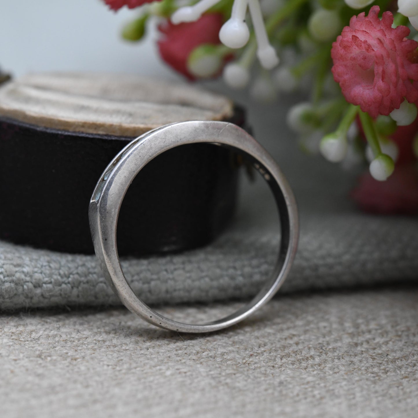 Sterling Silver Blue Stone Half Eternity Ring - Flush Channel | Placeholder | Stacking Band | UK Size - S 1/2 | US Size - 9 1/4