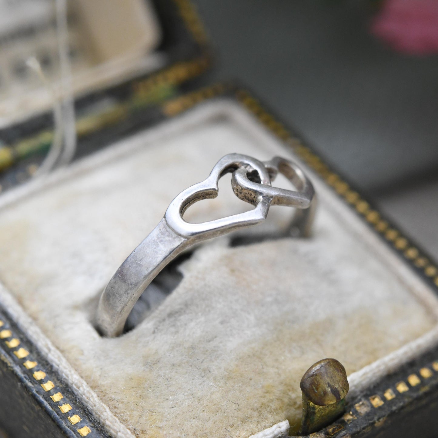 Vintage Sterling Silver Heart Ring - Two Linked Love Hearts | Friendship | Love | Gift | UK Size - K 1/2 | US Size - 5 1/2