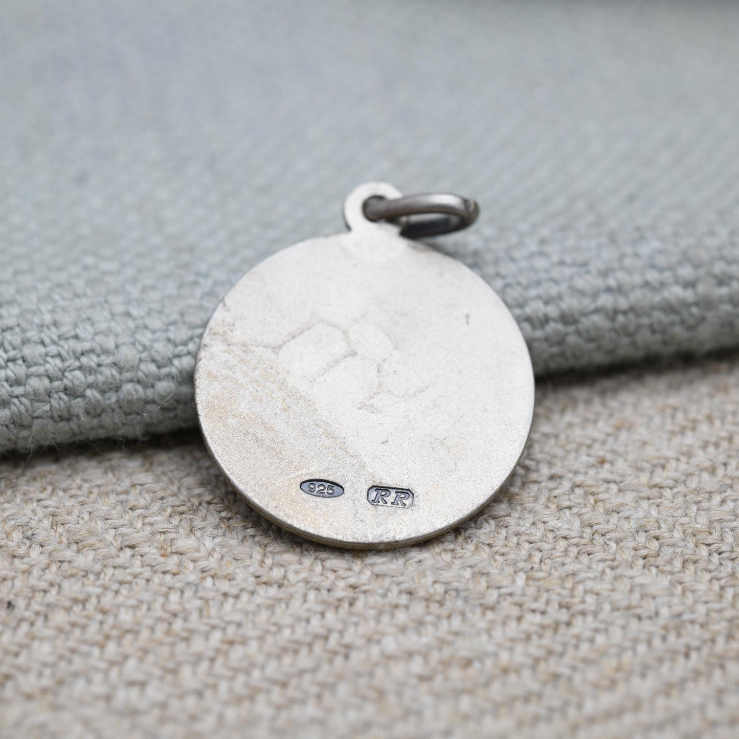 Vintage Sterling Silver St. Christopher Pendant - Embossed Relief | Circle | Saint of Travelling | Religious Jewellery