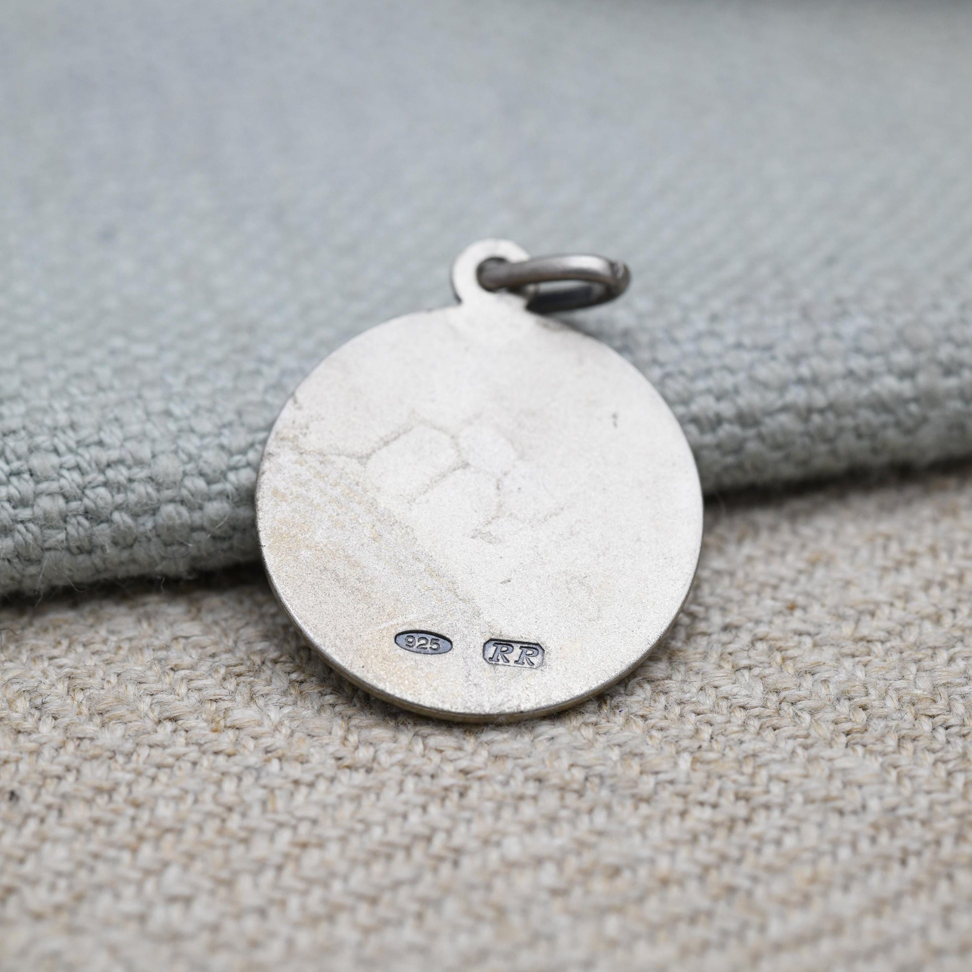 Vintage Sterling Silver St. Christopher Pendant - Embossed Relief | Circle | Saint of Travelling | Religious Jewellery