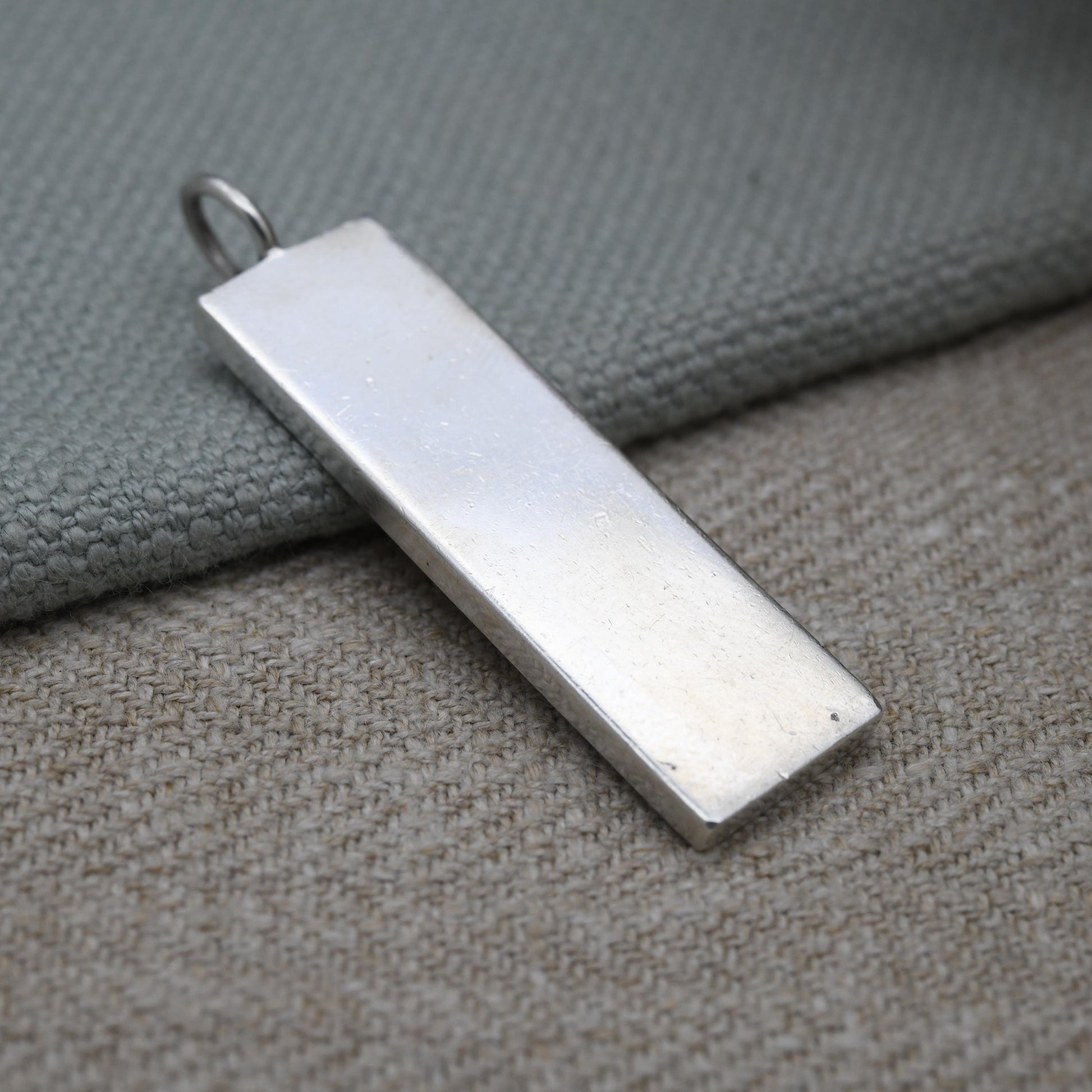 Vintage Sterling Silver Ingot Pendant 1977 with Queen Elizabeth II Silver Jubilee Stamp - Hallmarked WJ Birmingham | Mid-Century Necklace