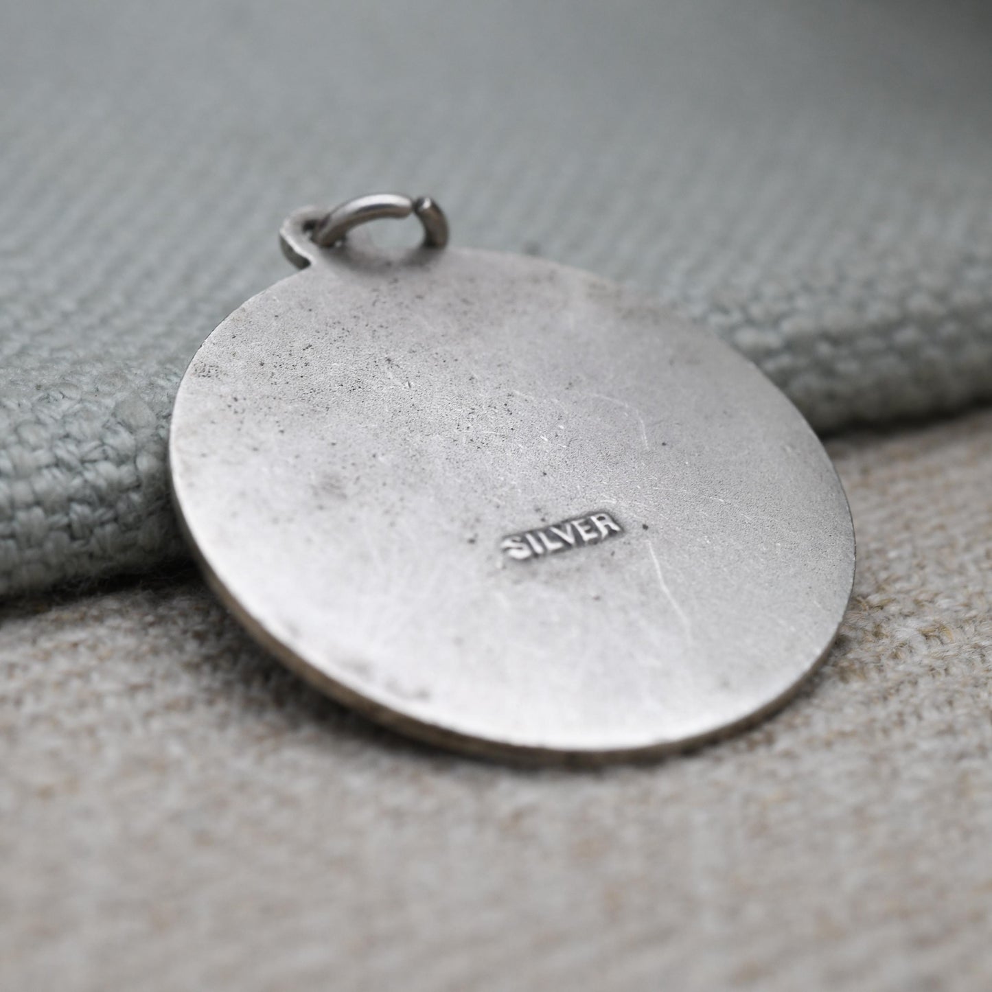 Vintage Sterling Silver St. Christopher Pendant Mid-Century - Circle | Geometric Pattern | Saint of Travelling | Christian Religious Gift