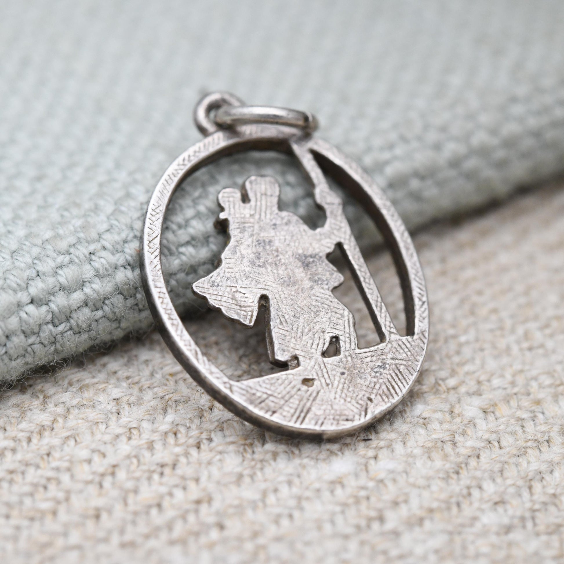 Vintage Sterling Silver St. Christopher Pendant Mid-Century - Openwork Saint of Travelling | Christian Religious Detailed Jewellery Gift
