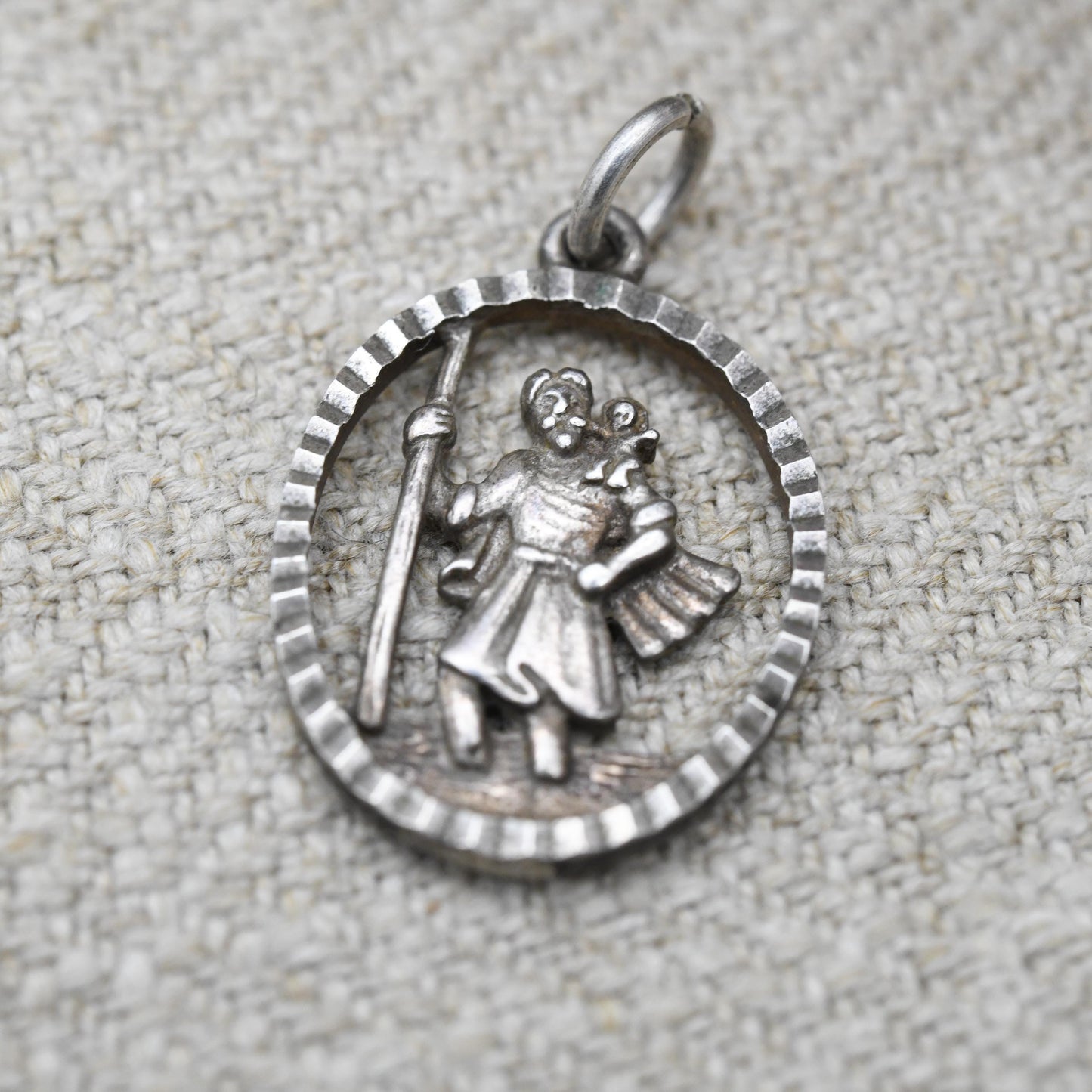 Vintage Sterling Silver St. Christopher Pendant Mid-Century - Openwork Saint of Travelling | Christian Religious Detailed Jewellery Gift