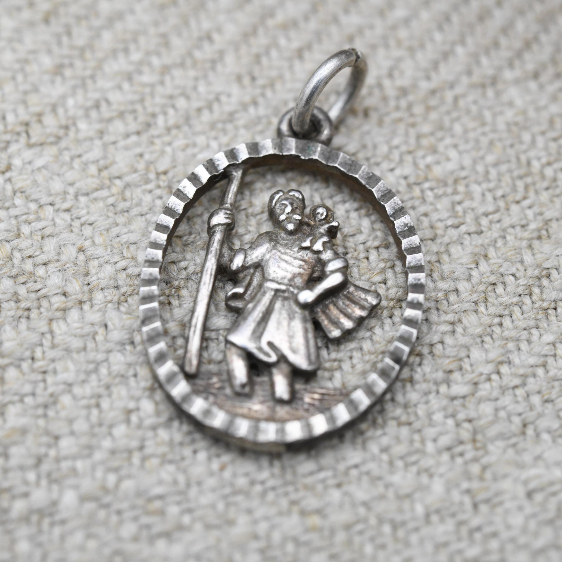 Vintage Sterling Silver St. Christopher Pendant Mid-Century - Openwork Saint of Travelling | Christian Religious Detailed Jewellery Gift