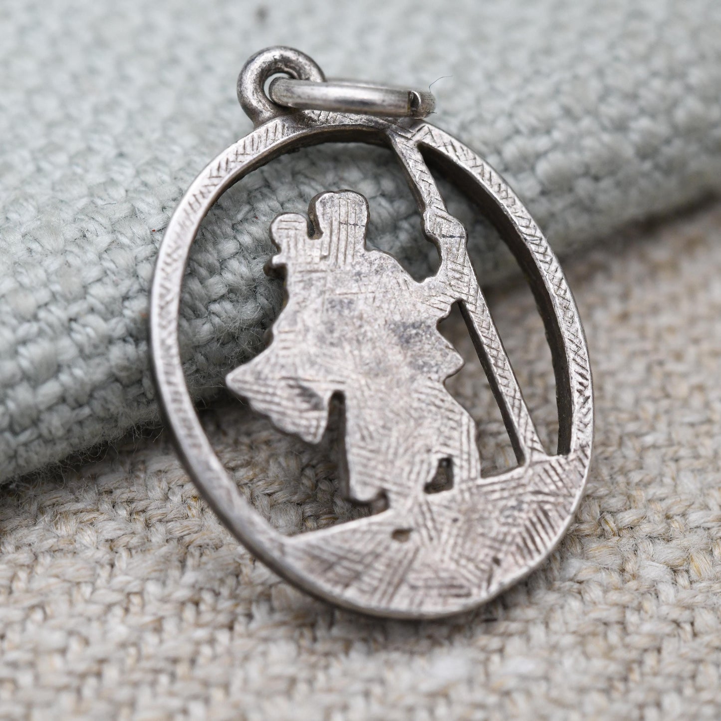 Vintage Sterling Silver St. Christopher Pendant Mid-Century - Openwork Saint of Travelling | Christian Religious Detailed Jewellery Gift