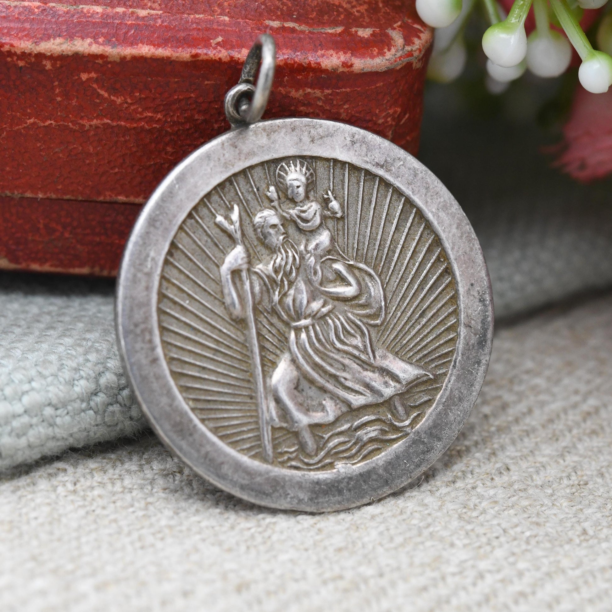 Vintage Sterling Silver St. Christopher Pendant Mid-Century - Textured | Saint of Travelling | Christian Religious Detailed Jewellery Gift
