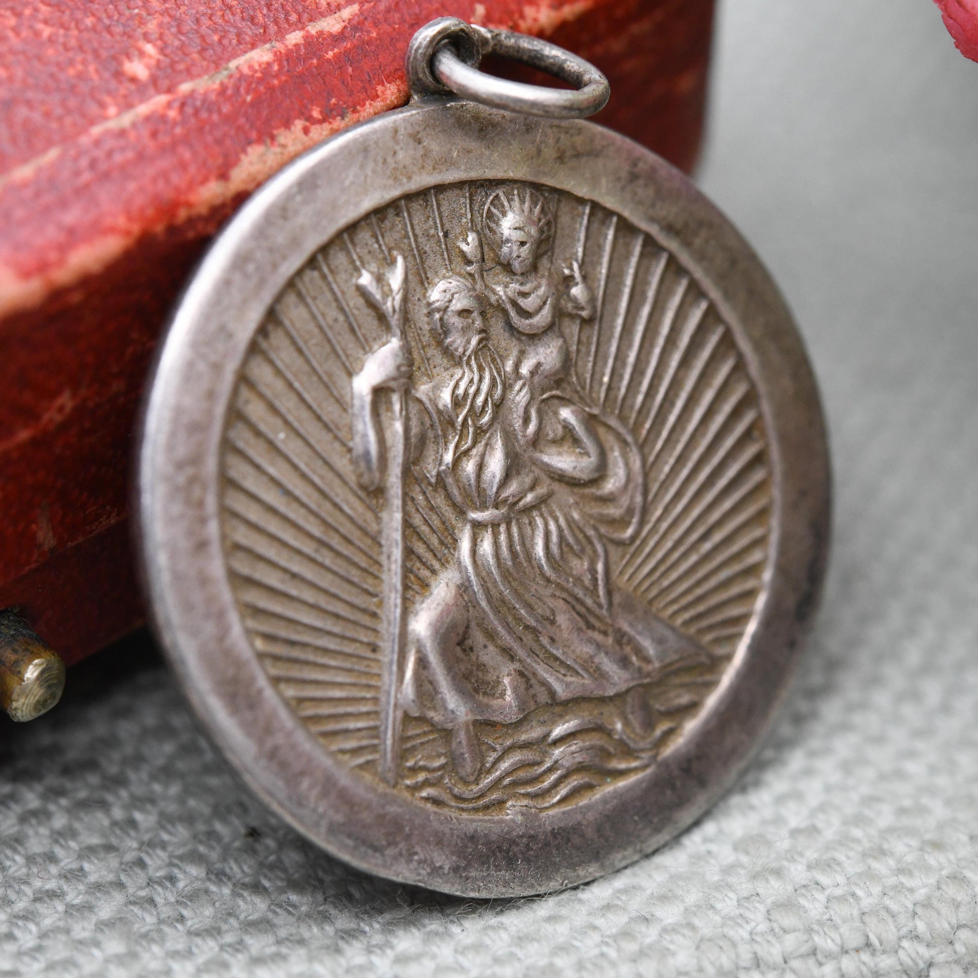 Vintage Sterling Silver St. Christopher Pendant Mid-Century - Textured | Saint of Travelling | Christian Religious Detailed Jewellery Gift