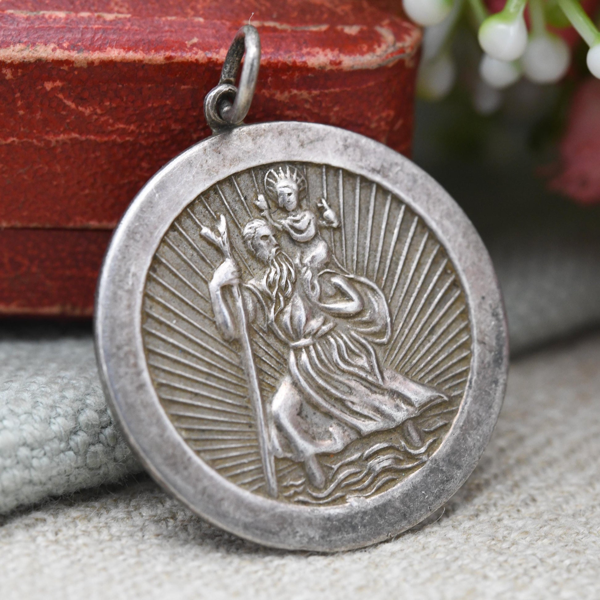 Vintage Sterling Silver St. Christopher Pendant Mid-Century - Textured | Saint of Travelling | Christian Religious Detailed Jewellery Gift