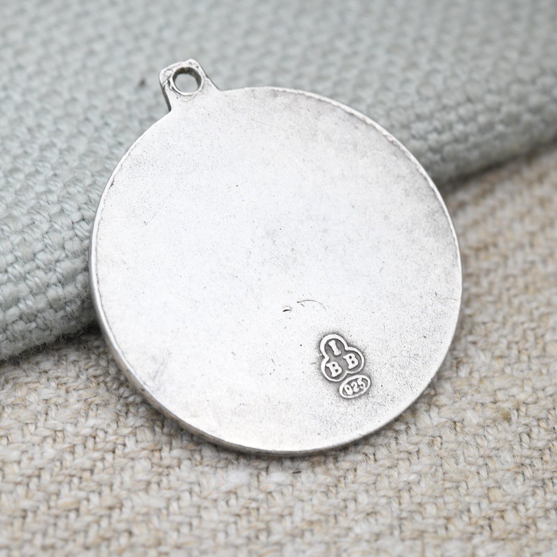 Vintage Sterling Silver St. Christopher Pendant Mid-Century - Saint Christopher Protect Us Border | Christian Religious Jewellery Gift