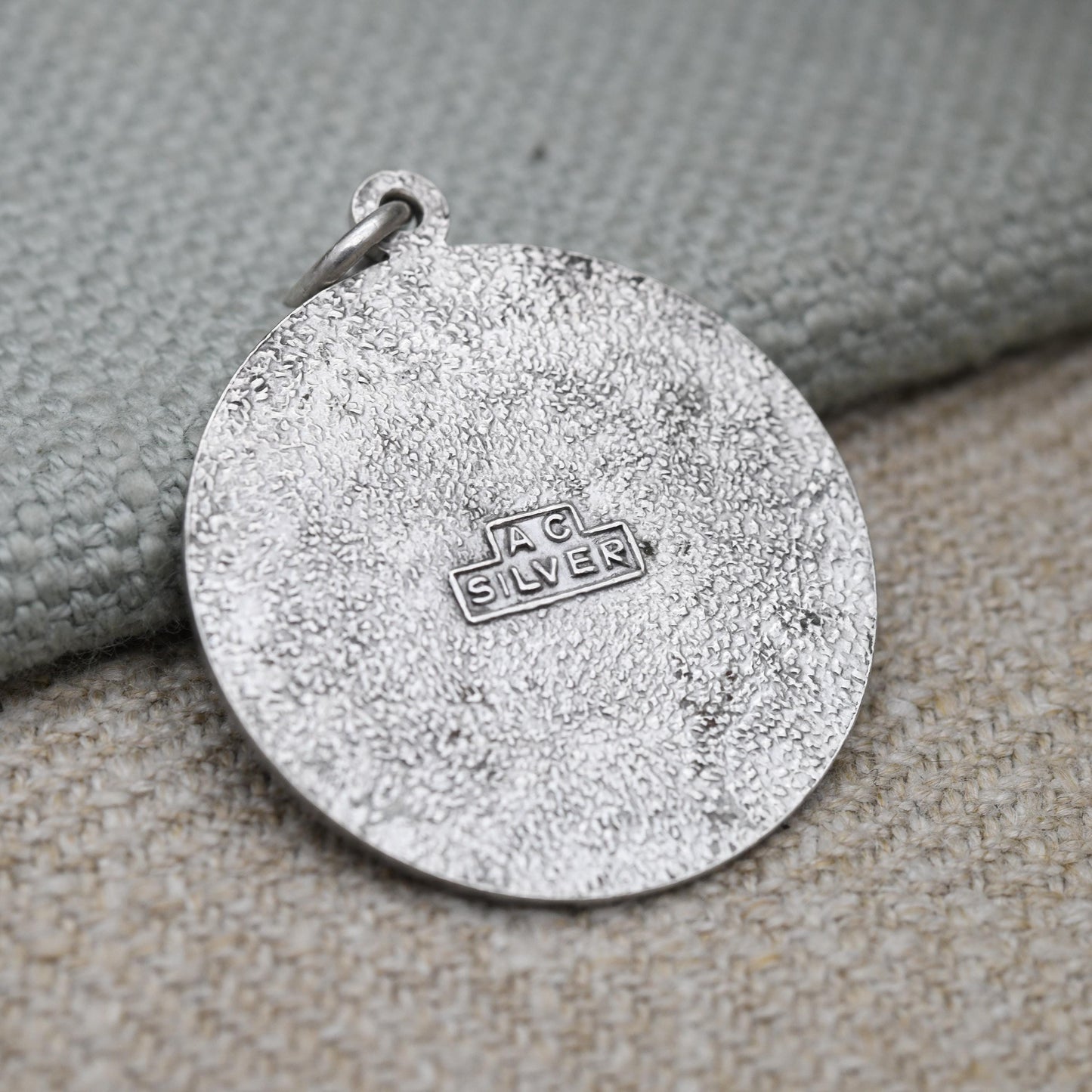 Vintage Sterling Silver St. Christopher Pendant Mid-Century - Circle Saint of Travelling | Christian Religious | Detailed Jewellery Gift